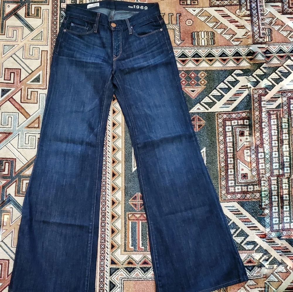 GAP 1969 HIGH RISE TROUSER BELL BOTTOMS DA…